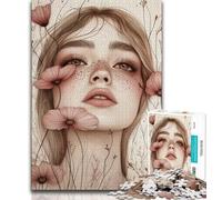 Poppy Girl Jigsaw Puzzles for Adults 1000 Piece Puzzle,Brain Teaser Game Wall Decoration Unique Birthday And Xmas Gifts 38x26cm
