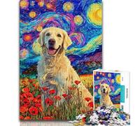 Poppy Golden Retriever Jigsaws Puzzles 1000 Pieces for Teenagers Gifts,Challenging Game And Family Play with Fully Interlocking Randomly Shaped Pieces (75x50cm)