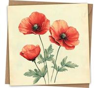 Poppy Greeting Card - Any Occasion - With Kraft Envelope - Poppy Flowers Card