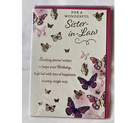 POPPY HILL For A Wonderful Sister-In-Law Birthday Card Pink/Gold Butterflies/Gold Words Foil Detail(PH47336)