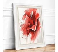 Poppy in Watercolour Botanical Framed Wall Art Print A3 (42×29.7cm) White, Wall Decor for Living Room, Bedroom, Office & Home, Ready to Hang, Art Gift