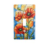 Poppy Light Switch Cover Plate/Outlet Covers, Vibrant Red Flowers for Spring Decor, Thermoplastic Wall Plates, Standard Size Single Toggle
