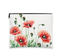 Poppy Makeup Bag Red Flowers Vintage Travel Bags for Women Portable Small Canvas Bag with Zipper Festival Gift Toiletry Bag Organizer for Caring, Red -, 7x9 Inch, Poppy