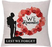 Poppy Memorial Pillow Covers Lest We Forget Soldier Mourn Gift Pillowcases Memorial Cushion Cases Decor A 45cm*45cm