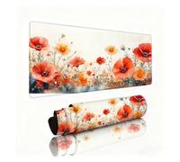 Poppy Mouse Mat Orange Color Gaming Mouse Pad Desk Pad 600x400x3mm, Non-Slip Desk Mat Large, Waterproof Soft Cloth, Durable Stitched Edges, Table Protector for Office and Home, Gifts for Women 0B-888