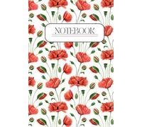 Poppy Notebook vintage style - Lined Journal - Agenda, Red Floral Retro Cover, Aesthetic Writing Notebook, 200 Pages, 6"x9": Aesthetic Stationery for Everyday Use