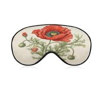 Poppy Painting Eye Mask Soft Sleep Mask for Side Sleeper Light Blocking Night Eye Cover with Adjustable Strap Sleep Shade Cover Night Blindfold Eyeshade Sleeping Masks for Travel