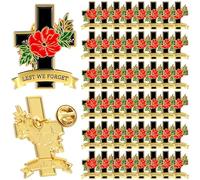 Poppy Pins Lest We Forget Gifts for Remembrance Day Veterans Day, 1.38 inches, enamel, enamel