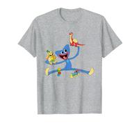 Poppy Playtime Huggy Wuggy Playing with Bunzo Bunny & Bron T-Shirt, Men, Heather Grey, Small