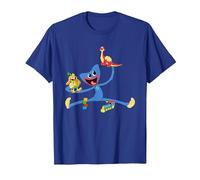 Poppy Playtime Huggy Wuggy Playing with Bunzo Bunny & Bron T-Shirt, Men, Royal Blue, X-Large