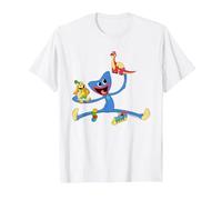 Poppy Playtime Huggy Wuggy Playing with Bunzo Bunny & Bron T-Shirt, Men, White, Small