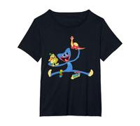 Poppy Playtime Huggy Wuggy Playing with Bunzo Bunny & Bron T-Shirt, Women's Plus, Black, 4X