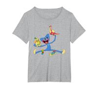 Poppy Playtime Huggy Wuggy Playing with Bunzo Bunny & Bron T-Shirt, Women's Plus, Heather Grey, 3X