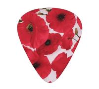 Poppy Red,12 Pcs Guitar Pick,3 Different Thickness Plectrums for Acoustic Guitar Bass Ukulele (0.46mm 0.96mm 0.71mm)