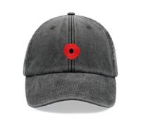 Poppy Red Baseball Cap Vintage Washed Unisex Dad Hat Adjustable Black