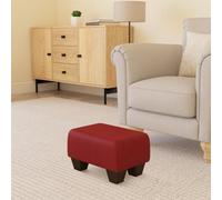 Poppy Red Mahogany Wood Chunky Legs Faux Leather Small Footstool Handmade Uk By Footstools Direct