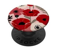 Poppy, Red Poppies Flowers, Retro Summer Floral PopSockets Adhesive PopGrip