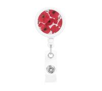 Poppy Red, Retractable Badge Holder,Badge Reels Holder with ID Clip Alligator Clip
