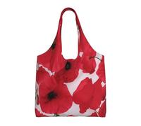Poppy Red,Reusable Tote Bags Grocery Bags Large Capacity Canvas Shopping Shoulder bag