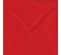 Poppy Red S6 130mm x 130mm Gummed Small Square Colour Envelopes 100gsm (Pack of 100)