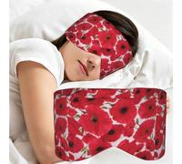 Poppy Red, Sleep Mask for Home Travel, Full Eye Covers Light Blocking Eye Mask Sleep Eye and Ear Muffs