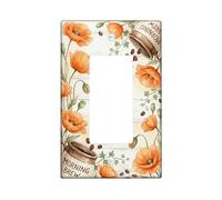 Poppy Single Rocker Light Switch Cover, Rustic Botanical Coffee Beans Ivy Fall Orange Plastic Standard Size Decorative Wall Plates for New Apartment Home Bedroom Office Decor