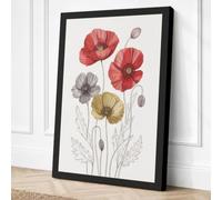 Poppy Studies Botanical Canvas Wall Art Print 30x20 Inch (76 x 51 cm)