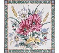 Poppy & Swallow Ceramic Tiles 15x15cm (6"x6") Decorative Floral and/or Bird Victorian Style Designs Hand Decorated in UK (Floral Tile)