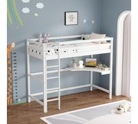 POPPY WHITE WOODEN HIGH SLEEPER BUNK BED WITH DESK