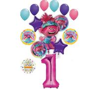 Poppy World Tour 1st Birthday Party Supplies Trolls 15pc Balloon Bouquet Decorations