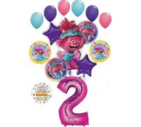 Poppy World Tour 2nd Birthday Party Supplies Trolls 15pc Balloon Bouquet Decorations