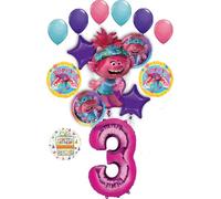 Poppy World Tour 3rd Birthday Party Supplies Trolls 15pc Balloon Bouquet Decorations