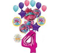 Poppy World Tour 4th Birthday Party Supplies Trolls 15pc Balloon Bouquet Decorations