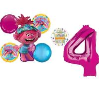 Poppy World Tour 4th Birthday Party Supplies Trolls 7pc Balloon Bouquet Decorations