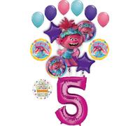 Poppy World Tour 5th Birthday Party Supplies Trolls 15pc Balloon Bouquet Decorations