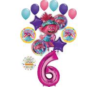 Poppy World Tour 6th Birthday Party Supplies Trolls 15pc Balloon Bouquet Decorations