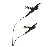 Poppyforge Double Spitfire Garden Art - Bare Metal/Ready to Rust - W37 x H133 cm in Black Poppyforge Black