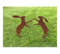 Poppyforge Fenland Hare's 2Pc - Steel - W39 x H45.7 cm - Bare Metal/Ready to Rust in Brown Poppyforge Brown