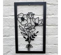 Poppyforge Framed Bouquet Wall Art - Bare Metal/Ready to Rust - W30 x H50 cm in Black Poppyforge Black
