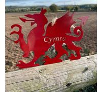 Poppyforge Hanging Welsh Dragon Garden Art - W20 x H14 cm - Red Poppyforge Red