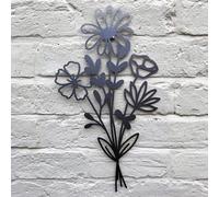 Poppyforge Summer Bouquet Wall Art - Bare Metal/Ready to Rust - W30 x H50 cm in Black Poppyforge Black