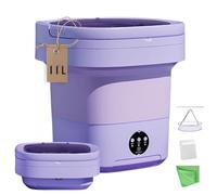 POPPYLANE Portable Washing Machine, 11L Foldable Washer & Spin Dryer with Laundry Bag & Drying Net & Microfiber Cloths, Laundry Machine with 3 Cleaning Modes for Baby Clothes and Underwear (Purple)