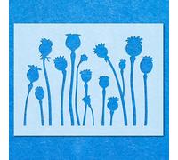 Poppys Flowers Stencil: Mylar Airbrush Wall Art Painting Crafts - 190 Micron-A5 Stencil - Design Size (151 x 108 mm)