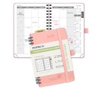 POPRUN 18 Month Planner (Jul'25 - Dec'26) 2025-2026 A6 (16x10.5cm) Pocket Month to View only Spiral Softcover 25/26 Monthly Planner,Sunday Start (Pink)