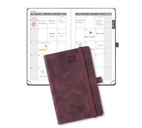 POPRUN 2 Year Month to View Pocket Diary 2026-2027 A6 Monthly Planner (24 Months: Jan'26 - Dec'27) 100 GSM Paper, 4 Pages per Month, 144 Pages, PU Leather Hardback (Claret)