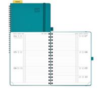 POPRUN 2025-2026 A5 Academic Diary Week to View (22x16.5 cm) Soft Cover Spiral Horizontal Weekly Planner 17 Months (Aug'25 - Dec'26) Mid Year 25/26 (Pacific Green)