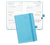 POPRUN 2025-2026 A6 Academic Pocket Diary Week to View Small PU Leather Cover (16x10.5 cm) 17 Months Diary (Aug'25 - Dec'26), 25/26 Mid Year Weekly Planner (Blue Green)