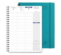 POPRUN 2025-2026 Academic Planner Spiral Bound, 8.5'' x 11.25'' Appointment Book (July 2025-June 2026) Quarter-Hourly Weekly Schedule, Leather Cover, Monthly Tabs, 2 Inner Pockets - Pacific Green
