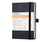 POPRUN 2025-2026 Academic Pocket Diary Day to Page A6 Soft Cover Mid Year Daily 25/26 Planner (Aug'25 - Jul'26) A Day per Page 1 Hour Interval Appointment Diary (Black)