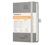 POPRUN 2025-2026 Academic Pocket Diary Day to Page A6 Soft Cover Mid Year Daily 25/26 Planner (Aug'25 - Jul'26) A Day per Page 1 Hour Interval Appointment Diary (Grey)